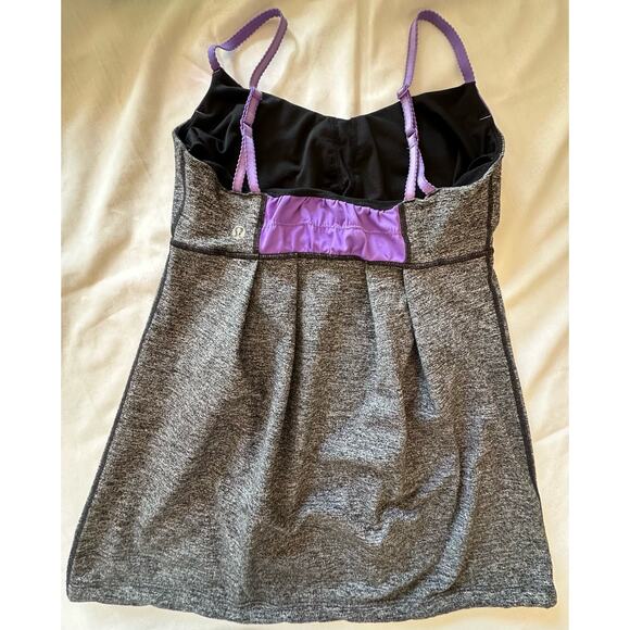 Lululemon Heathered Gray Purple Yogi Dance Tank Top‎ Size 6 - Picture 2 of 5